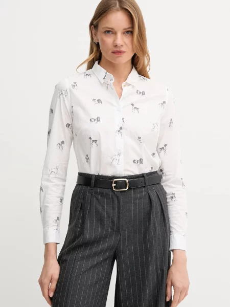 Barbour cămașă BRAMBLES cu guler clasic slim alb