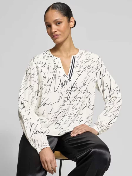 Bluzka z długim rękawem o kroju relaxed fit z czystej S.oliver Black Label biała