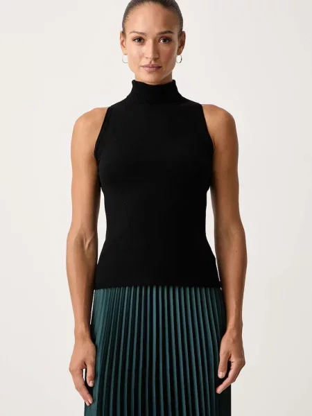 Twinset pulover cu guler înalt pentru femei cu vâscoză negru