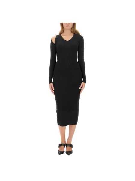 Spódnica midi Alexander Mcqueen wełniana czarna