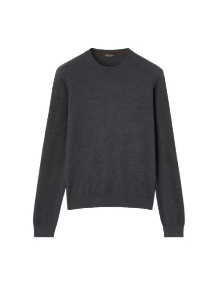 Sweter Loro Piana z kaszmiru z okrągłym dekoltem klasyczny szary