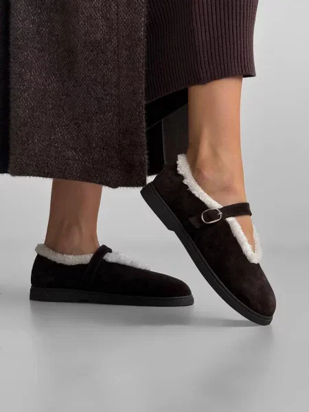 Замшеві Балетки коричневий