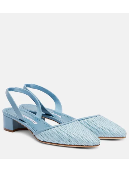 Pantofi cu toc Manolo Blahnik slingback albastru