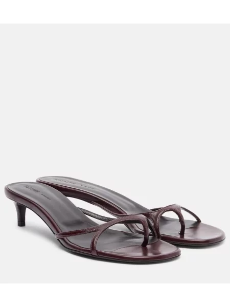 Papuci tip mules Khaite din piele bordo