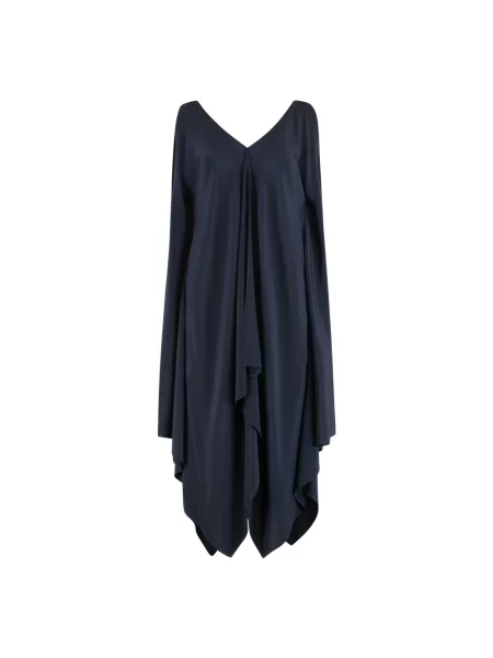 Jedwabna sukienka Gianluca Capannolo z falbankami asymetryczna niebieska