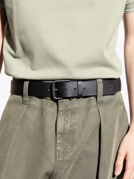Curea Stone Island din piele cu strasuri negru