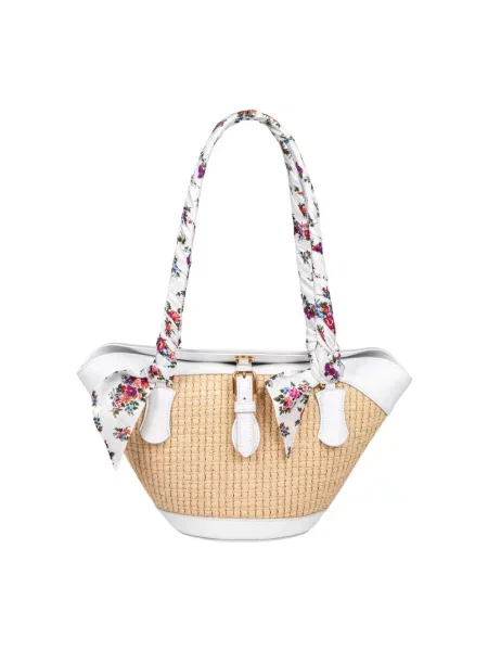 Spodnie Dolce&gabbana skórzane w kwiatki beżowe