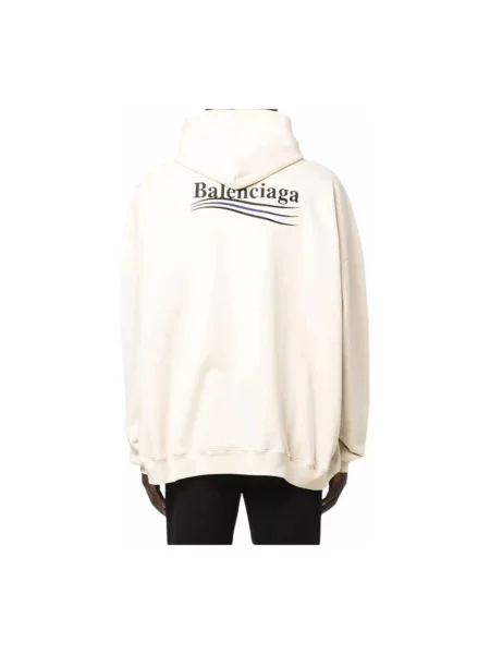 Lniana bluza z kapturem Balenciaga biała
