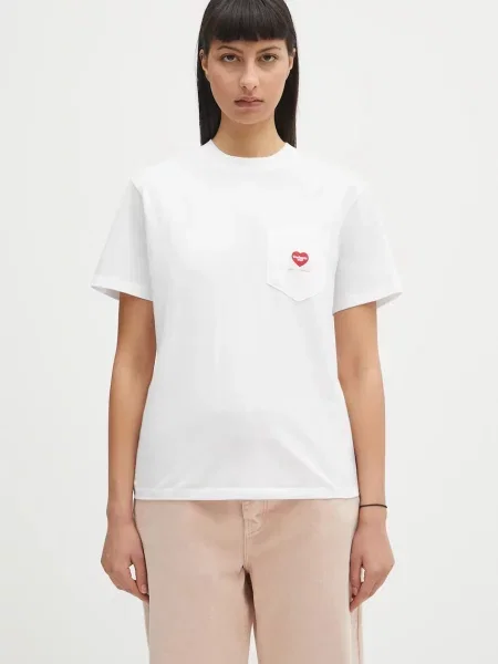 Carhartt WIP tricou din S/S Pocket Heart T-Shirt alb