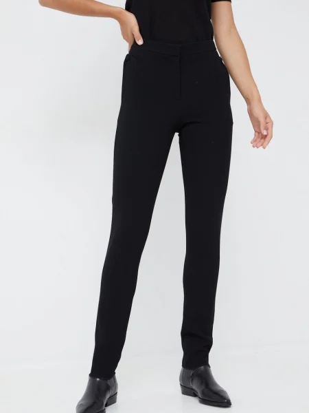 Emporio Armani pantaloni femei negru drept high waist gri