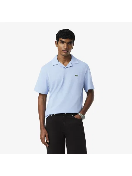 Lacoste Lniana Koszulka Polo Classic Fit niebieska
