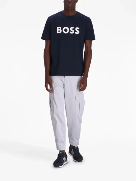 Raštuotas marškinėliai Boss mėlyna