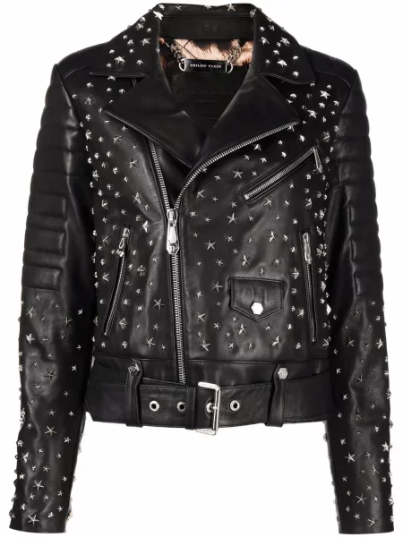 Kurtka Philipp Plein z ćwiekami biker czarna