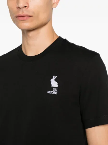Krátký tričko Love Moschino s autogramem černé
