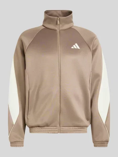 Bluza rozpinana o kroju relaxed fit z mieszanki bawełny Adidas Sportswear beżowa