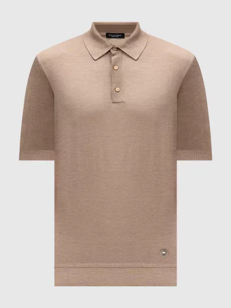 Шелковое поло Stefano Ricci бежевое