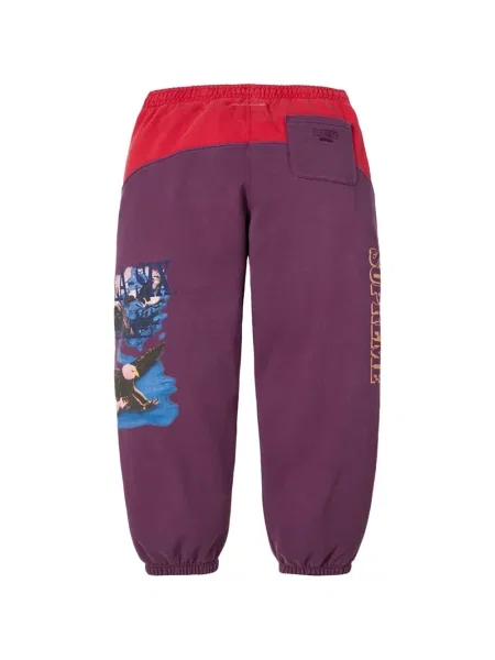 Pantaloni Supreme cu imagine alergare violet