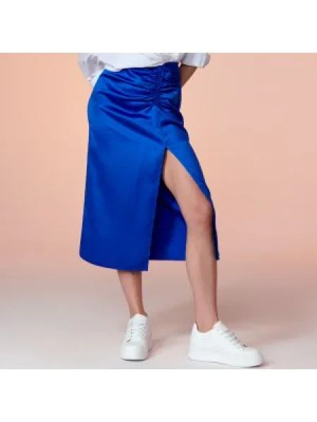 Sinsay Midi sukně s rozparkem modrá