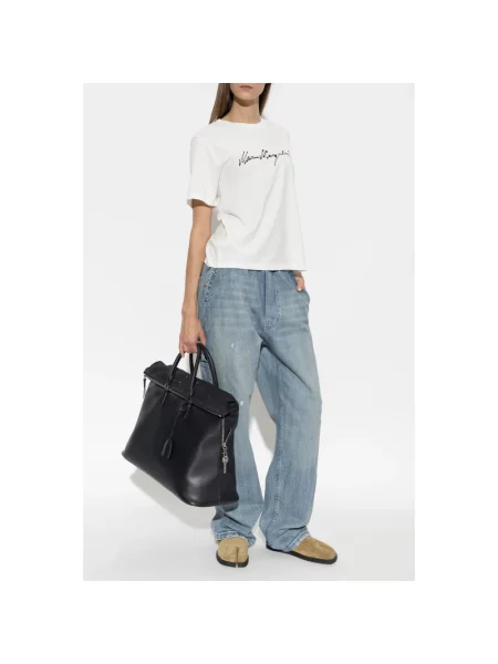 Koszulka Mm6 Maison Margiela z dżerseju z logo biała