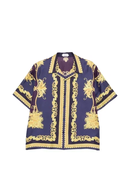 Cămașă Versace de mătase cu imagine violet