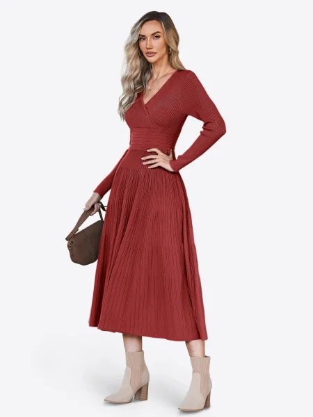 Imily Bela Rochie tricotat burgundy roșu