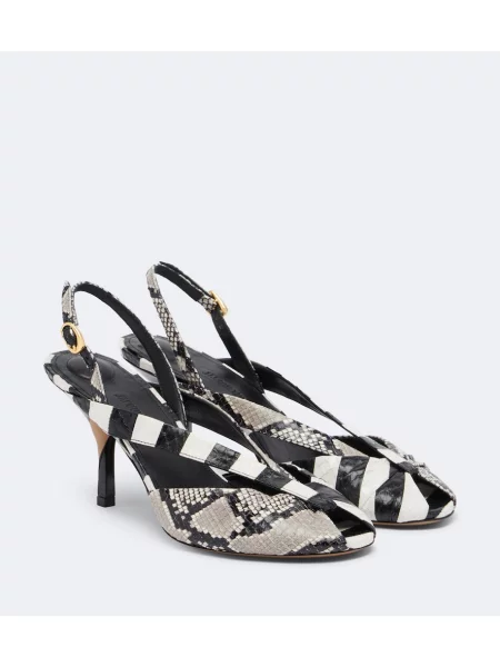 Pantofi cu toc Jacquemus din piele cu model piele de șarpe negru