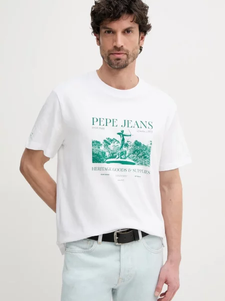 Tričko Pepe Jeans PATCH s potiskem bílá