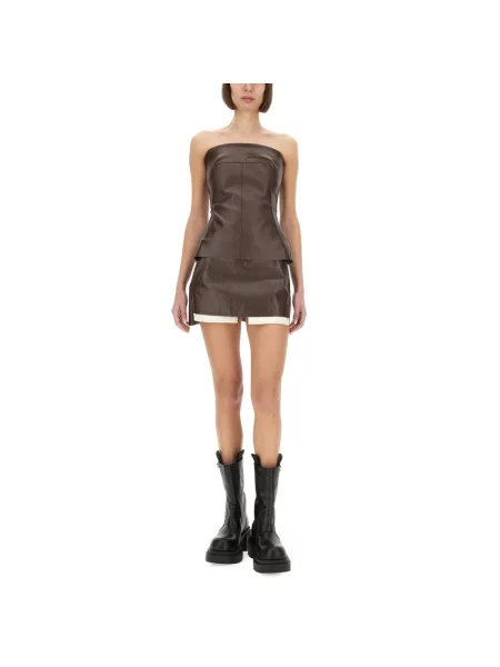Top Rick Owens skórzany bez ramiączek brązowy