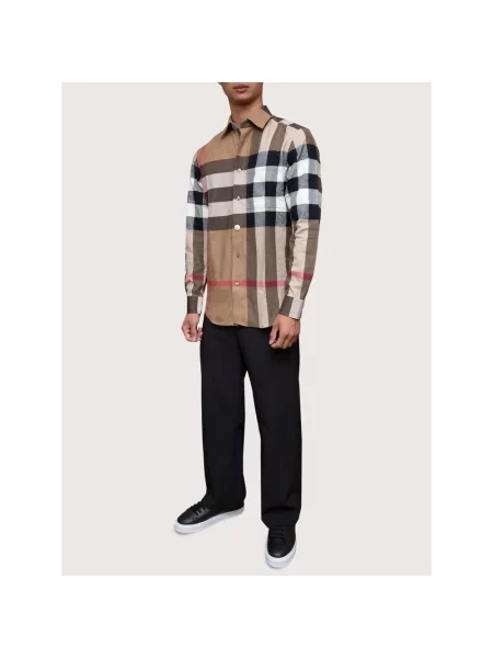 Koszula Burberry w kratę brązowa