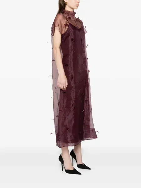 Rochie midi Simkhai cu pene din organza violet
