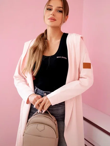 Cardigan Kesi cu glugă lung alb