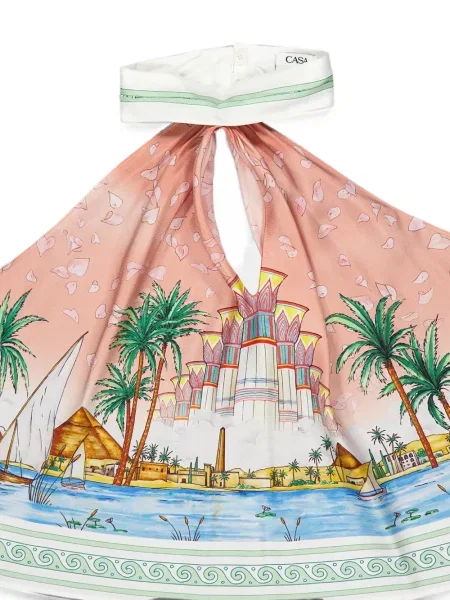 Top Casablanca cu imagine cu gât halter roz