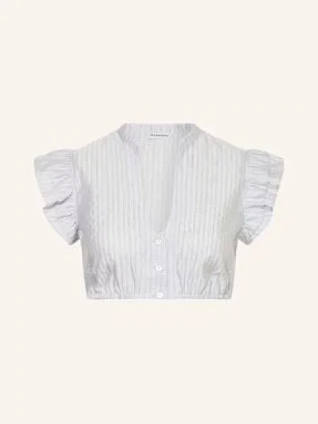 Heimatglück Tracht Bluzka Bawarska Andrea Z Lnem blau szara