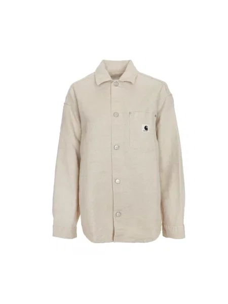 Carhartt WIP koszula z domieszką lnu Ethel Shirt Jac relaxed z kołnierzykiem klasycznym beżowy