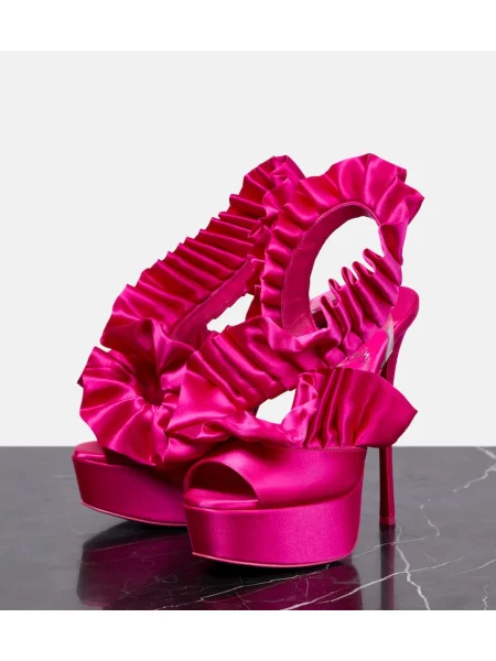Saténové sandále Christian Louboutin ružová
