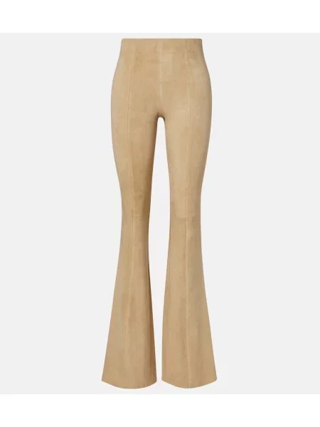 Pantaloni Stouls din piele de căprioară evazate bej