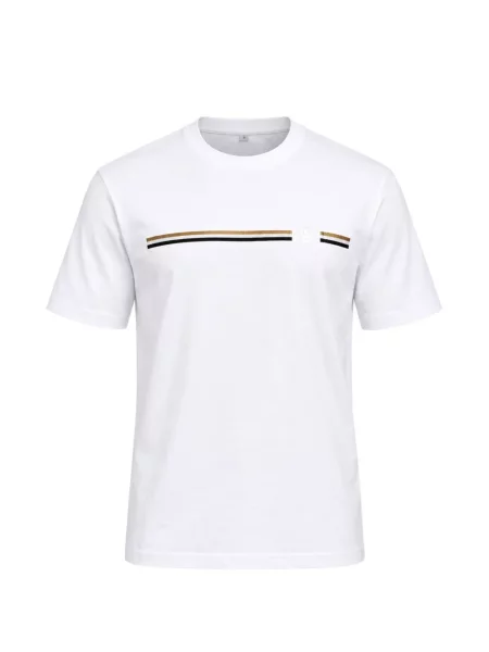 Tricou Hugo cu dungi cu decolteu rotund alb