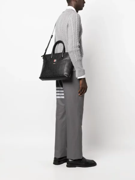 Geantă Thom Browne din piele negru