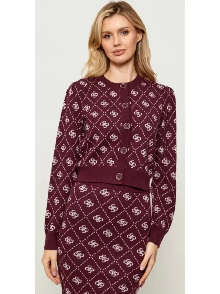 GUESS Cardigan SARAH | regular fit cu adaos de lână bordo