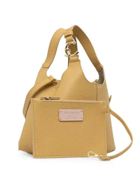 Geantă shopper Coccinelle din piele galben