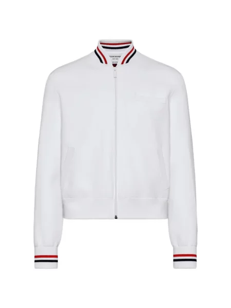 Плетено яке тип бомбър Thom Browne бяло