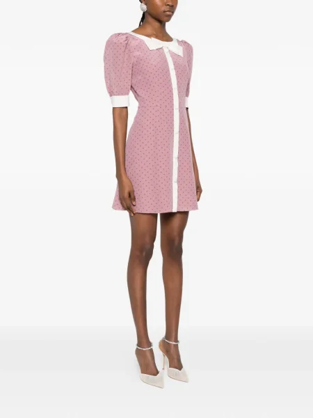 Rochie mini Alessandra Rich cu funde cu buline de costum roz