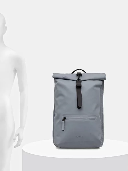 Рюкзак Rains Rolltop Rucksack W3 великий однотонний сірий