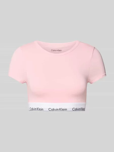 T-shirt krótki z pasem z logo Calvin Klein Underwear różowa