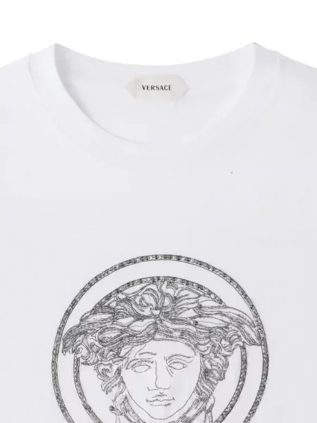 Tricou Versace cu broderie din jerseu alb