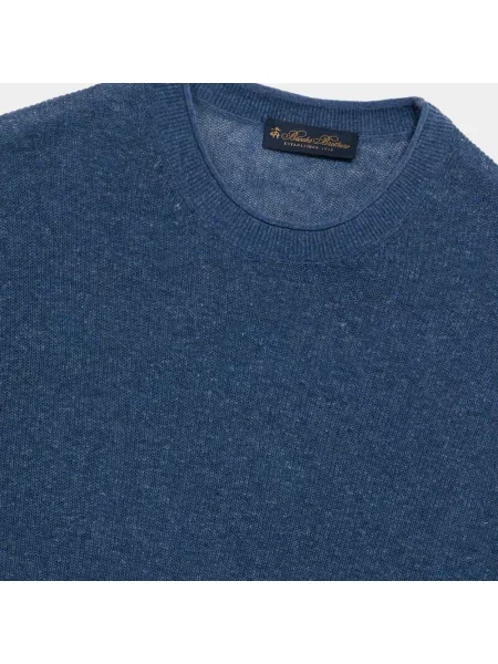 Lniany sweter Brooks Brothers niebieski