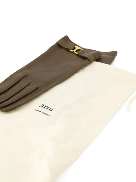 Mănuși Ami Paris din piele maro