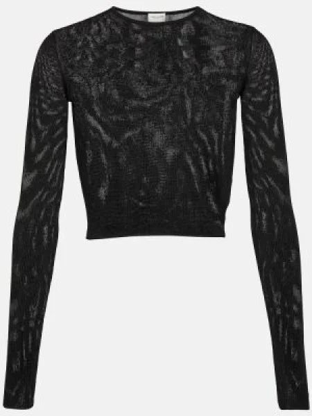Cropp top Saint Laurent tricotate cu nervuri negru