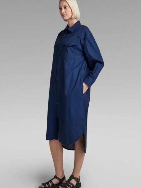 Довга костюмна сукня-сорочка G-star Raw синя