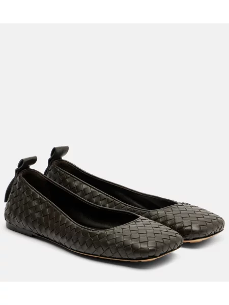 Balerini Bottega Veneta din piele maro